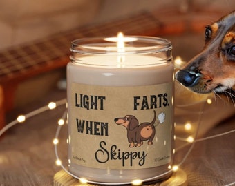 Dachshund Candle Personalized Gift Light When Name Farts Doxie Mom Dad Gift Funny Gift for Dog Lover Dog Deodorant Odor Eliminator