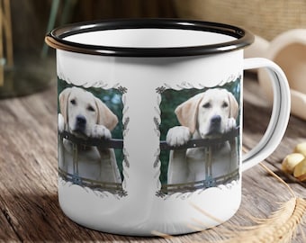 Personalized Photo Enamel Coffee Mug Campfire Mug Home Decor Custom Picture Gift Camping Style Mugs 12 Ounce Cup Picture Cup Unique Gifts