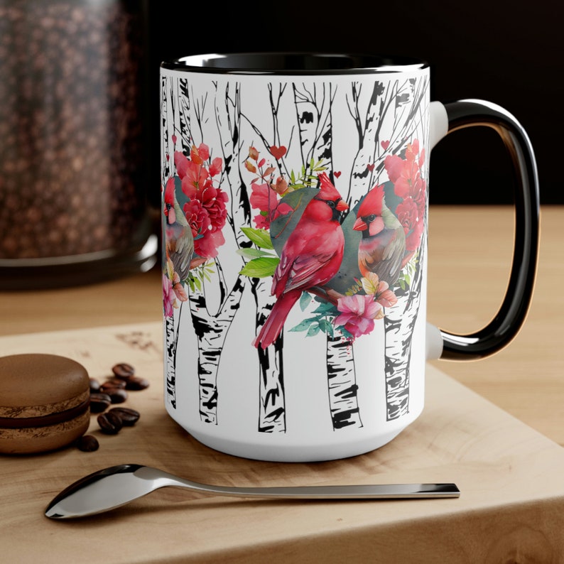 Cardinals Birch Trees Mug Cardinal Lover Gift Nature Birder Mug Bird Watcher Lover Gift Coffee Mug Lodge Mug for Mom Mothers Day image 9