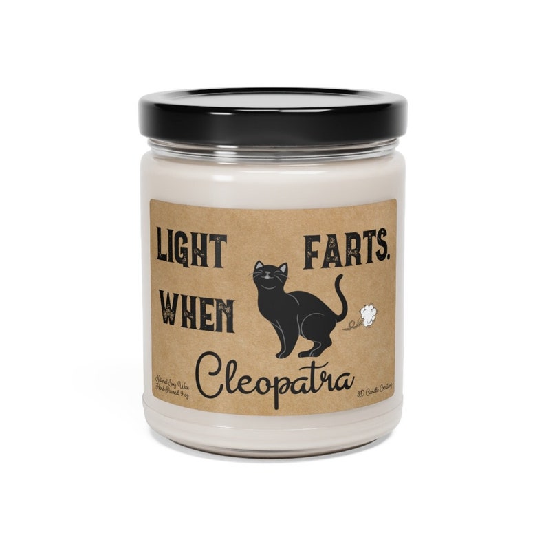 Cat Farts Candle Personalized Gift Light When Name Farts Funny Gift for Cat Parent Kitty Cats Lover Cat Deodorant Odor Eliminator Custom image 5