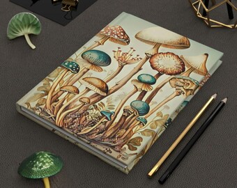 Custom Mushroom Notebook Gift for Mushroom Art Hardcover Gift Mom Cottage Core Botanical Fungi Fungus Notepad Diary To do Trip Nature Woods