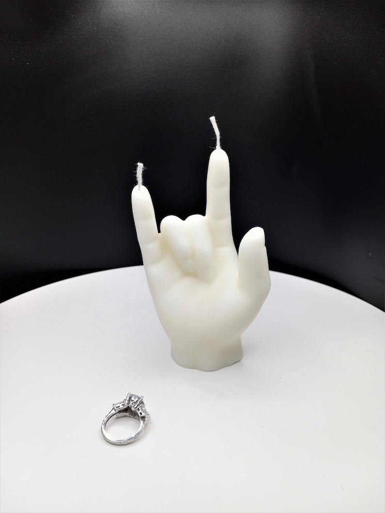 Love Hand Symbol Candle-3D Hand Candle-Hand Gesture Candle-Realistic Hand candle Sign Language Candle Cake Topper Fondant Candle Home Decor image 1