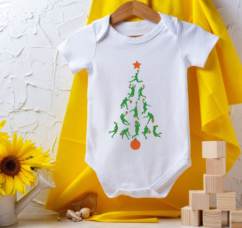 Christmas Basketball Shirt Gift for Him Christmas Tree Sports Tee Family Christmas Shirts Basketball Player Gifts Matching Holiday Game Tees image 6