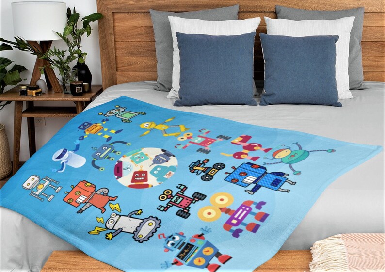 Robot Throw Blanket Boys Birthday Gifts Couch Throws image 1