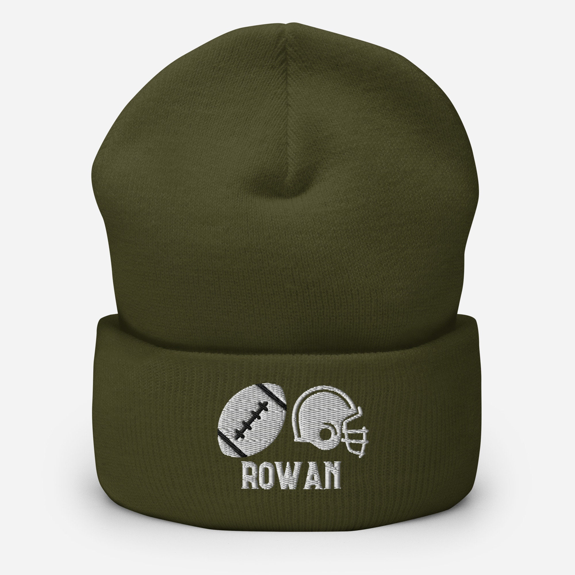 Personalisierter Name Fußball-Beanie mit Bommel, Fußball-Wintermütze, Geschenke für Kinder und Jungen, bestickt, Fußball-Liebhaber, Geburtstagsgeschenke, Einheitsgröße, mit Bündchen