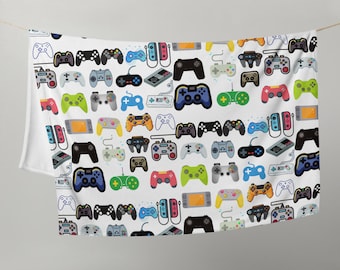 Game Controller Throw Blanket Game Room Décor Gaming Gift Video Game Birthday Dad Son Gift for Him Gamer Present Bedding Gamer Gift Husband