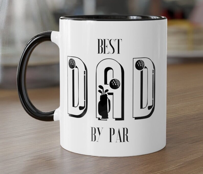 Best Dad by Par Dad Golf Coffee Mug Fathers Day Gift Golfing Golf Lover Gift Funny Gifts for Him Husband Ceramic Golfer Dads Golf Gifts Him image 2