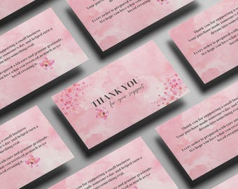 Thank You Cards: Small Business Order Inserts Pink Watercolor