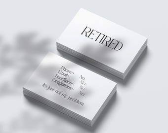 Funny Retirement Business Cards: Minimalist Gag Gift