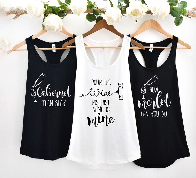 Bachelorette Party Tanks Girl Gang Vacation Winery Shirts image 1