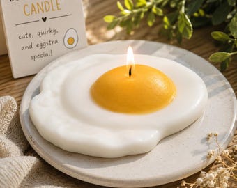 Handmade Fried Egg Candle: Unique Soy Wax Gag Gift
