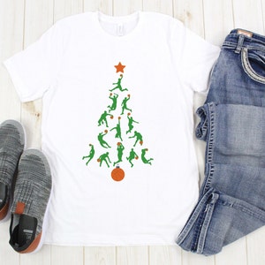 Christmas Basketball Shirt Gift for Him Christmas Tree Sports Tee Family Christmas Shirts Basketball Player Gifts Matching Holiday Game Tees image 1