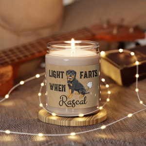 Rottweiler Candle Personalized Gift Light When Name Farts Rottie Mom Dad Gift Funny Gift for Dog Lover Dog Deodorant Odor Eliminator Decor image 2