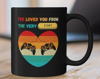 Retro Gaming Coffee Mug Anniversary Gift Gamer Couple Video Game Gifts for Him Husband Wife Boyfriend Girlfriend Kitchen Home Decor Love