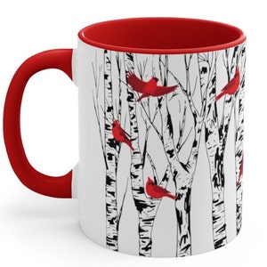 Cardinals on Birch Tree Mug Cardinal Lover Gift Nature Birder image 3
