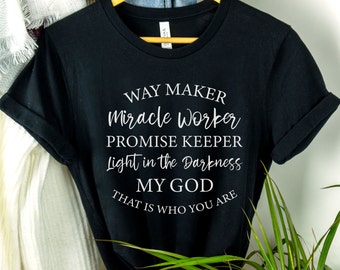 Faith Shirts Waymaker Shirt Christian Tshirt Religious Gift Inspirational Clothing for Women Bible Verse Tees God Shirt Jesus Disciple Tees