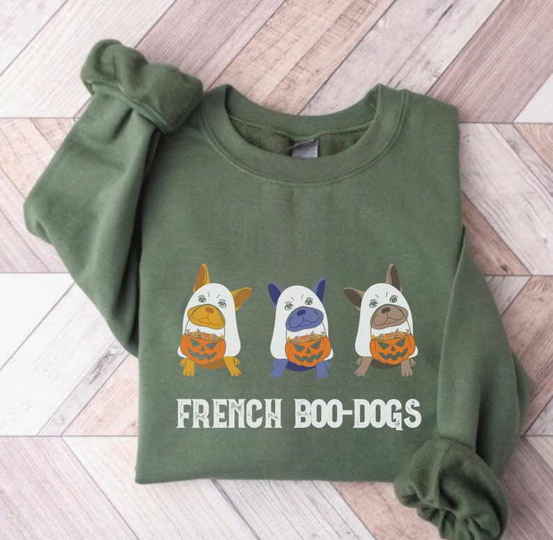 Frenchie Sweatshirt French Boo-Dogs Halloween Crewneck Dog Sweatshirt Frenchie Mom Sweater Bulldog Fall Dog Sweatshirts Costume image 2