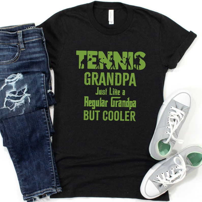 Tennis Grandpa Shirt Mens Clothing Gift for Him Grandpas Gifts T-shirt Grandfather T-shirt Birthday Fathers Day Apparel Sports Grandparent Black Heather