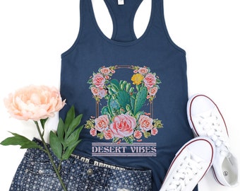 Arizona Hot Desert Rose Sun Tank Top Boho Tank Hiking Shirt Outdoors Cactus Tanks Hike Shirt Nature Lover Gift Tee Sunset Shirts for Women