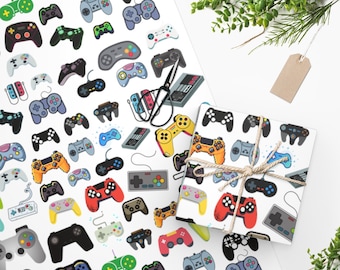 Video Game Wrapping Paper Gamer Gift Wrap Gaming Theme Birthday Christmas Paper Gift Wrap Paper Game Controller Print Home Decor