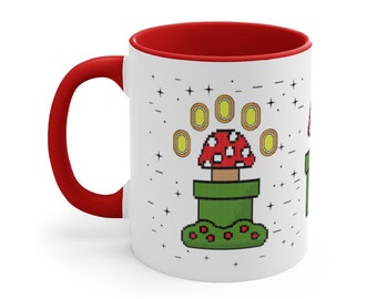 Gamer Gift Coffee Mug Gifts for Him Retro Gaming for Husband Video Game Birthday Gaming Mugs Mushroom Cool Unique Graphics Old School
