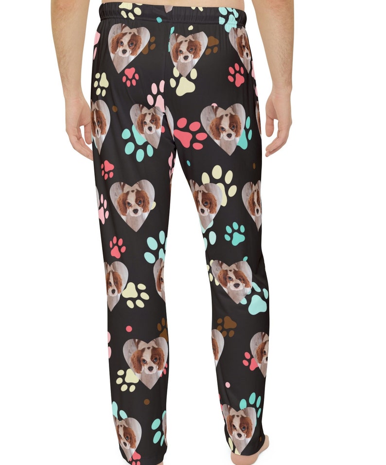 Custom Pet Heart Photo Bottoms Personalized Pants with Photo Face Dog Picture Photo Heart Dad Gifts Him and Her PJ Gift with Picture of Pet image 7