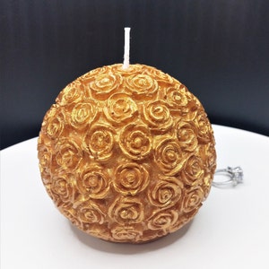 Rose Ball Candle Home Decor Unique Candles Centerpiece Gift for Her Gifts Aztec Gold Luxury Spa Wax Meditation Therapeutic Handmade Candle image 2