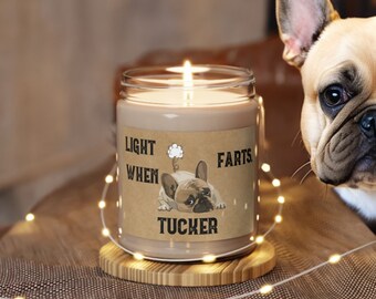 French Bulldog Candle Gift Light When Name Farts Frenchie Mom Personalized Dog Deodorant Odor Eliminator Funny Gifts for Dog Lover Cute Idea