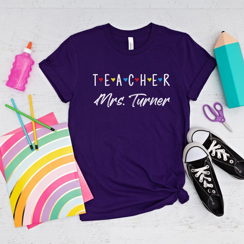 Custom Teacher Shirt Grade School Elementary Kindergarten Teaching Gift Preschool Shirt Cute Tshirts for Her Personalized Teachers Tee image 5