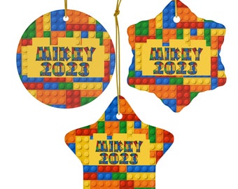 Personalized Building Block Ornament Custom Name Date Ornaments Year Christmas Ornament Personalized Boys Ornament 2023