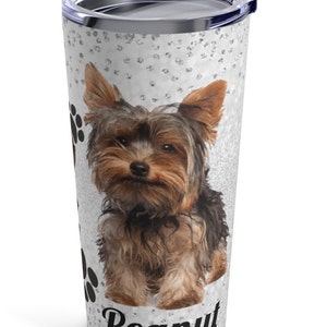 Personalized Yorkie Mom Tumbler 20oz Insulated Travel Coffee Mug Dog Lover Gift Yorkshire Terrier Mama Gift to Her Skinny Tumbler image 2