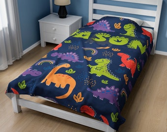 Personalized Gift for Boys Dinosaur Throw Blanket Bedroom Bedding Throws Home Decor Gift Children Custom Name Gift Kids Gifts for Toddler