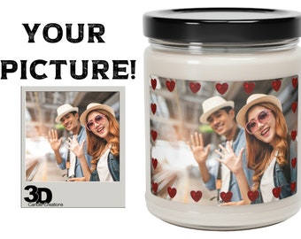 Photo Candle Personalize with Photo Picture Candles Gifts for Her Heart Frame Gift for Him Scented Aromatherapy Custom Picture Anniversary