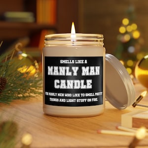 Manly Man Candle Gift for Him Man Candle Funny Gift for Husband Mens Gifts Manly Men Candles for Men Funny Candle with Saying Boyfriend image 3