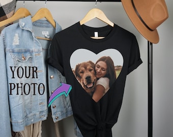 Custom Photo T-shirt Heart Picture Shirt Photo T-shirt Image Shirts Personalized Tee Gifts Custom T-shirt Picture Tees Custom Face Shirt