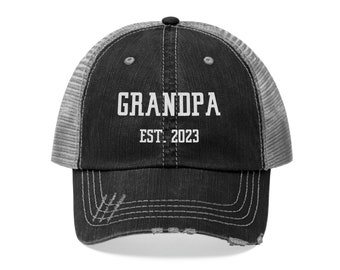 Grandpa Est Hat Personalize Name and Year Gift For A New Grandpa Gift Trucker Hat Custom Name Embroidered Hat Embroidery