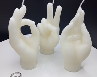 3D Hand Gesture Candle Hand Signs Realistic Hands Peace Perfect Wave 3D Candle Creations Home Décor Sign Language Candles Hands Realistic