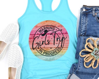 Girls Trip Tank Top for Women Summer Tanks for Girl Trips Vacation T-Shirts for Her Weekend T-shirts Summer Travel Cruise Gang Group Tee
