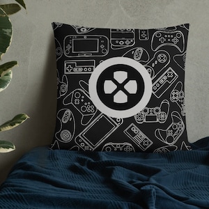 Game Controller Pillow Gamer Gift Game Room Decor Gaming Gifts for Him Man Cave Video Game Birthday for Him Husband Son's Bedroom Throw