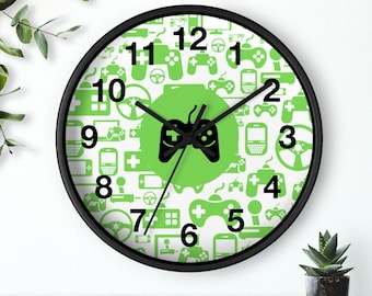 Video Game Wall Clock Gamer Gift for Son Boys Birthday Gifts for Dad Game Room Decor for Husband Man Cave Gaming Controller Wall Hanging