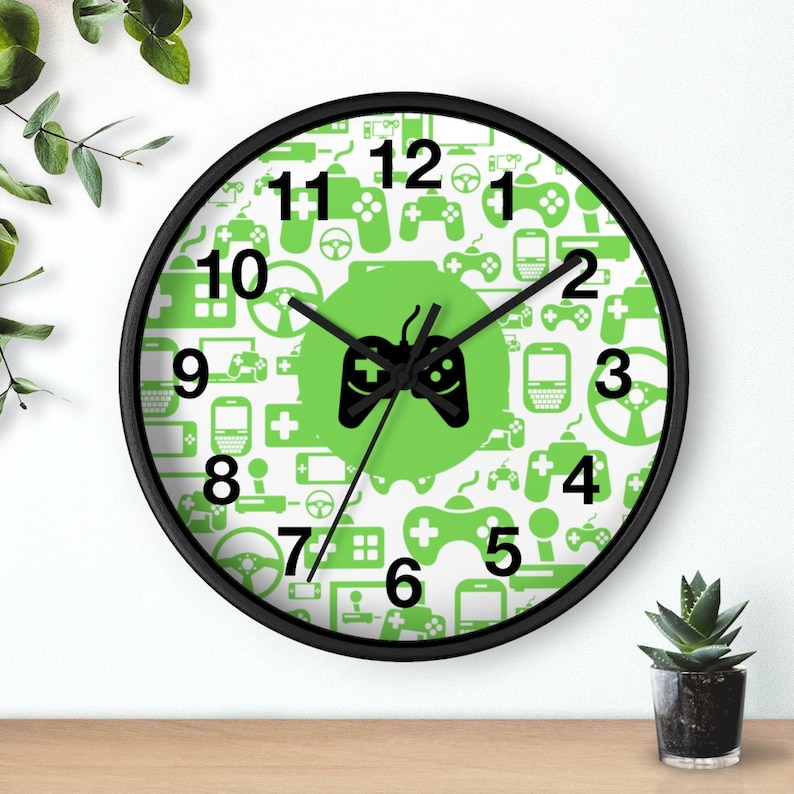 Video Game Wall Clock Gamer Gift for Son Boys Birthday Gifts for Dad Game Room Decor for Husband Man Cave Gaming Controller Wall Hanging image 1