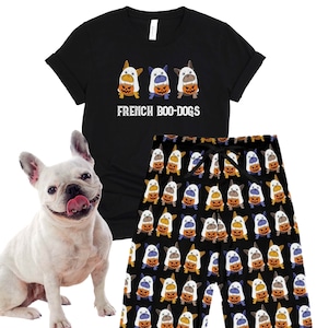 French Bulldog Bottoms Pants and Shirt French Boo Dog Bull Dog PJ Bottoms Funny Halloween Frenchie Mom Gift Spooky Time Bottoms Ghost Dog