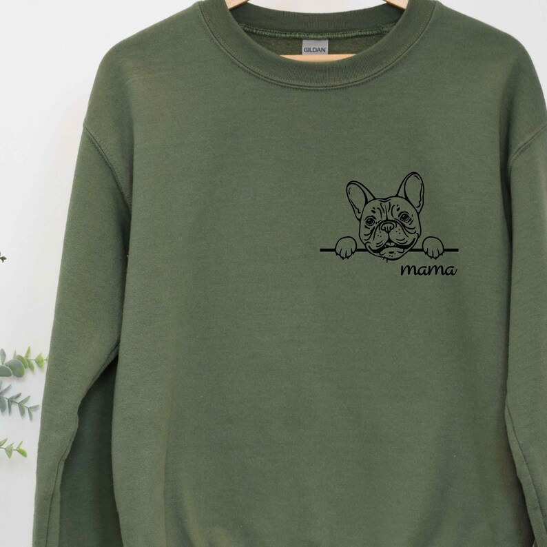 Frenchie Mama Sweatshirt French Bulldog Sweatshirts Crewneck Dog Sweatshirt Frenchie Mom Sweater Bull dog Fall Dog Gift for Her Frenchie Mom image 4