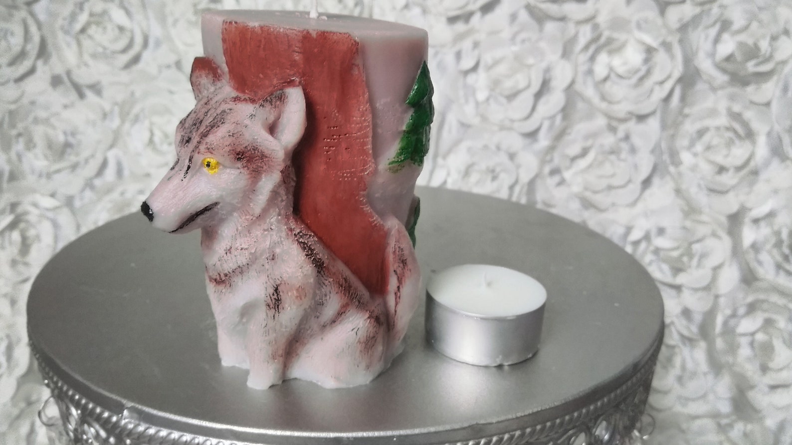 Carved Candle Wolf Tealight VotivePillars Animal Lover Etsy