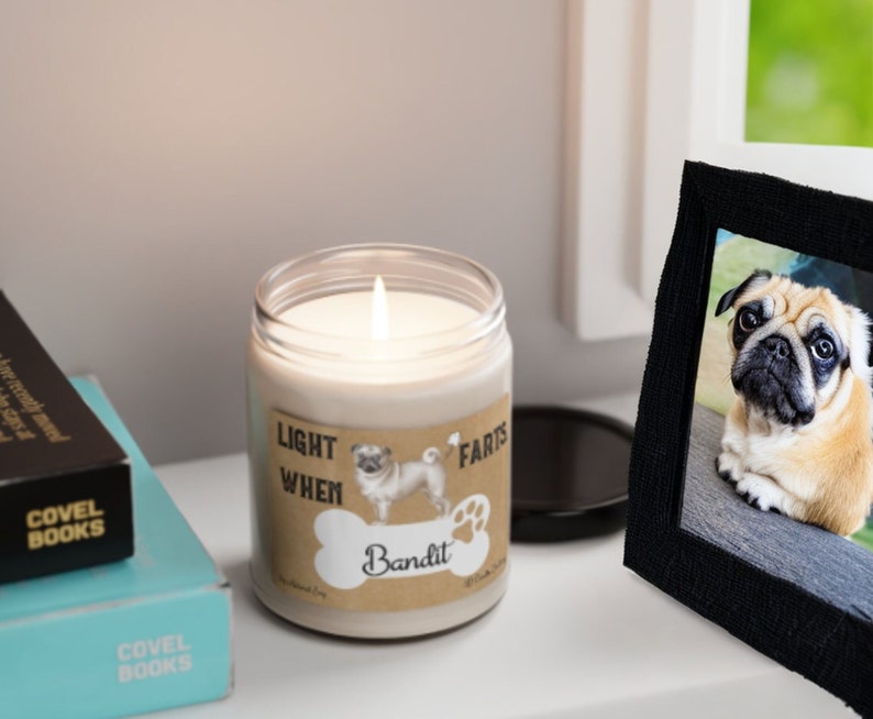 Pug Candle Personalized Gift Light When Name Farts Pug Dog image 2