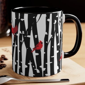 Cardinals on Birch Tree Mug Cardinal Lover Gift Cardinal Mug Bird Mug Bird Watcher Gift Bird Lover Gift Cardinal Birds Coffee Mug Home Decor image 1