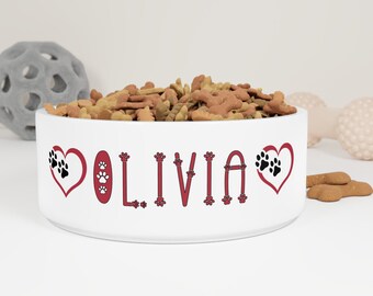 Personalized Pet Bowl for Dogs Ceramic Dog Bowl Pet Lover Gift Customized Name Personalize with Name Pet Supplies Food Custom Name Pet Bowl