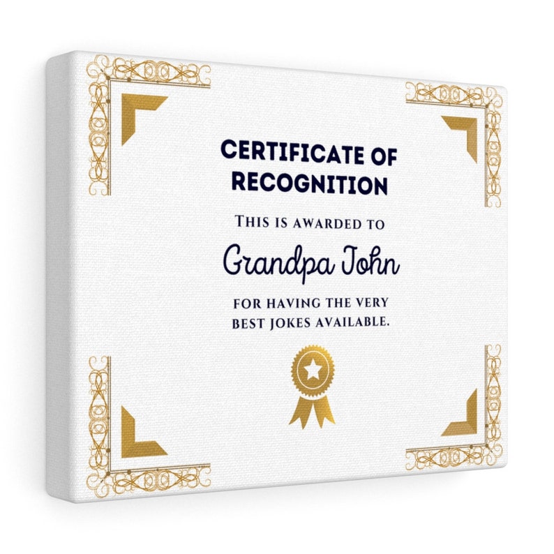 Personalized Name Certificate of Recognition Canvas Gallery image 1