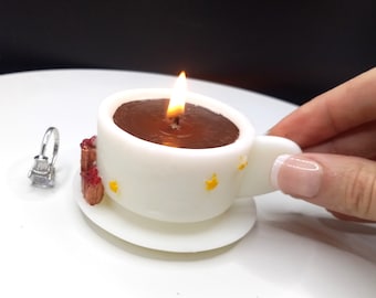 Coffee Cup Candle Handmade Gifts Fried Egg Toast Fake Food Shaped Art Home Decor Gag Gifts Stocking Stuffer Candles Gift Breakfast Candles