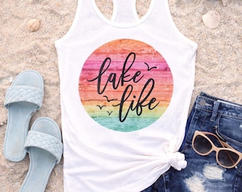 Lake Life Tank Top: Retro Racerback Summer Boating Tee